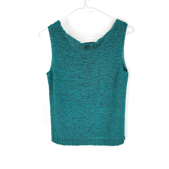 Lemon Grass Womens Tank Top Turquoise Green Heathered Sleeveless Scoop Neck M - Picture 2 of 11